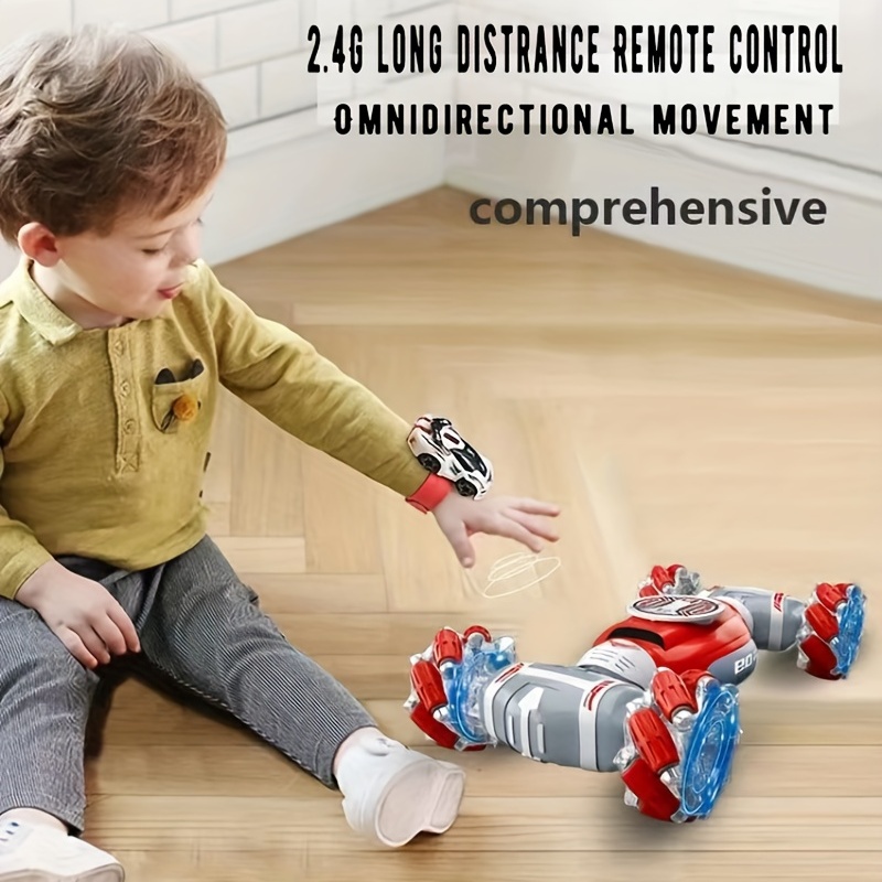 Carro de acrobacias com controle remoto para crianças Relógio de