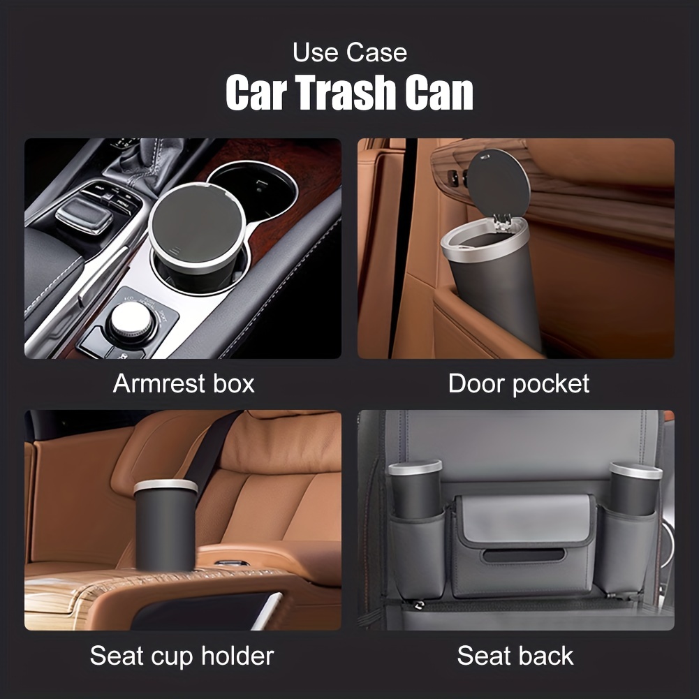 Car Trash Can with Lid Auto Accessories Car Trash Cup Mini Car Trash Bin Car