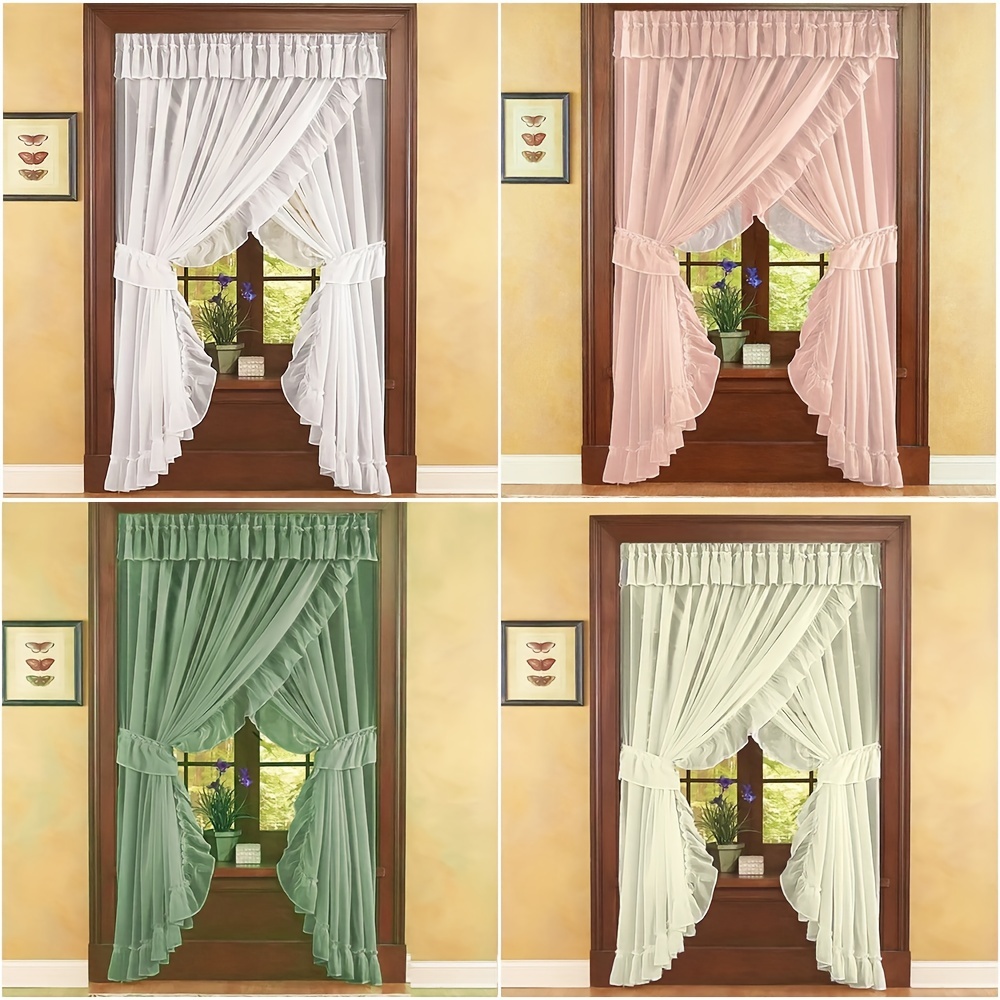 Cortinas de tul de lino Beige para sala de estar, cortinas