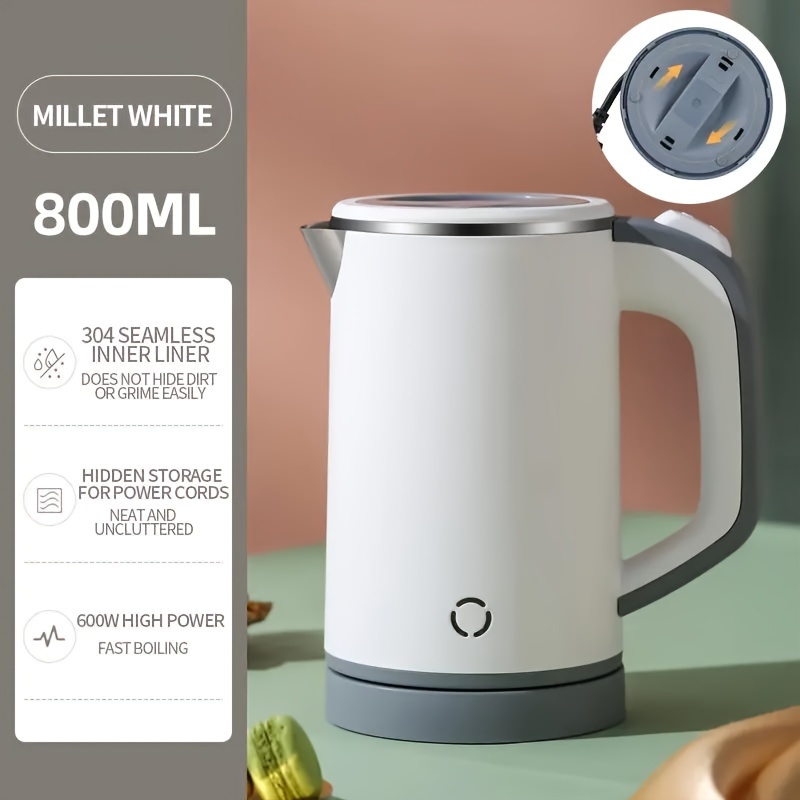 Portable Electric Kettle Double Layer Stainless Steel Food - Temu