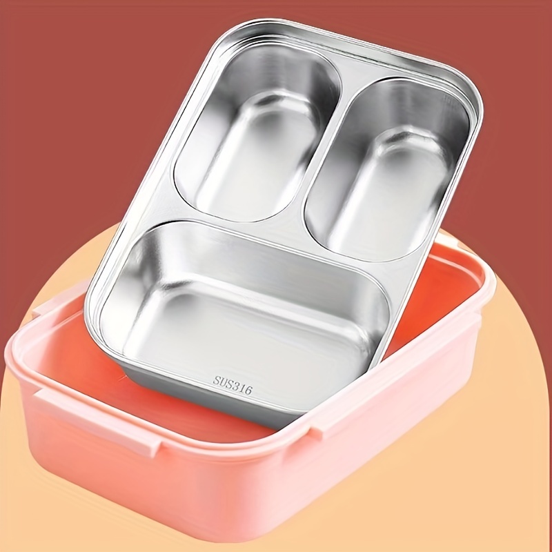 Stainless Steel Bento Box Lunch Box, A Large Metal 3 Compartment Tiffin  Food Container Lunchbox For Boys Girls & Adults, Eco Friendly Meal Prep  Food