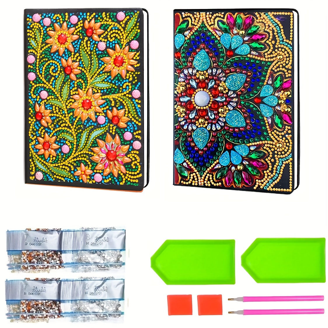 5D Diamond Painting Notebook Kits Mandala Flower Cover Leather DIY Special  Shaped Journal Sketchbook Cross Stitch Diamond Art Hardcover Dairy Book