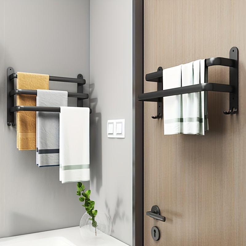 Rieles de barra de toalla de baño, barra de soporte de toalla individual  montada en la pared, colgador de toalla redondo con acabado plateado pulido