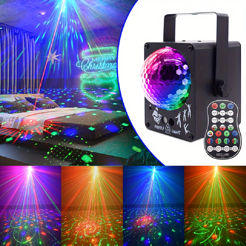 Mini LED Disco Laser Light Projector Stage Lighting Sound DJ Voice  Activated for Party Club Light