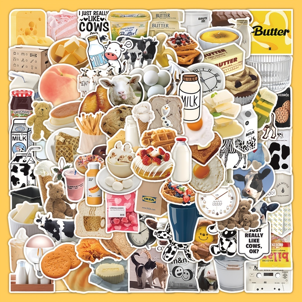 120 PCS Food Cake Cheese Biscuit Milk Stickers For Kids Realistic Food  Fruit Stickers For Scrapbooking Cute Food And Vegetable Big Stickers For  Water