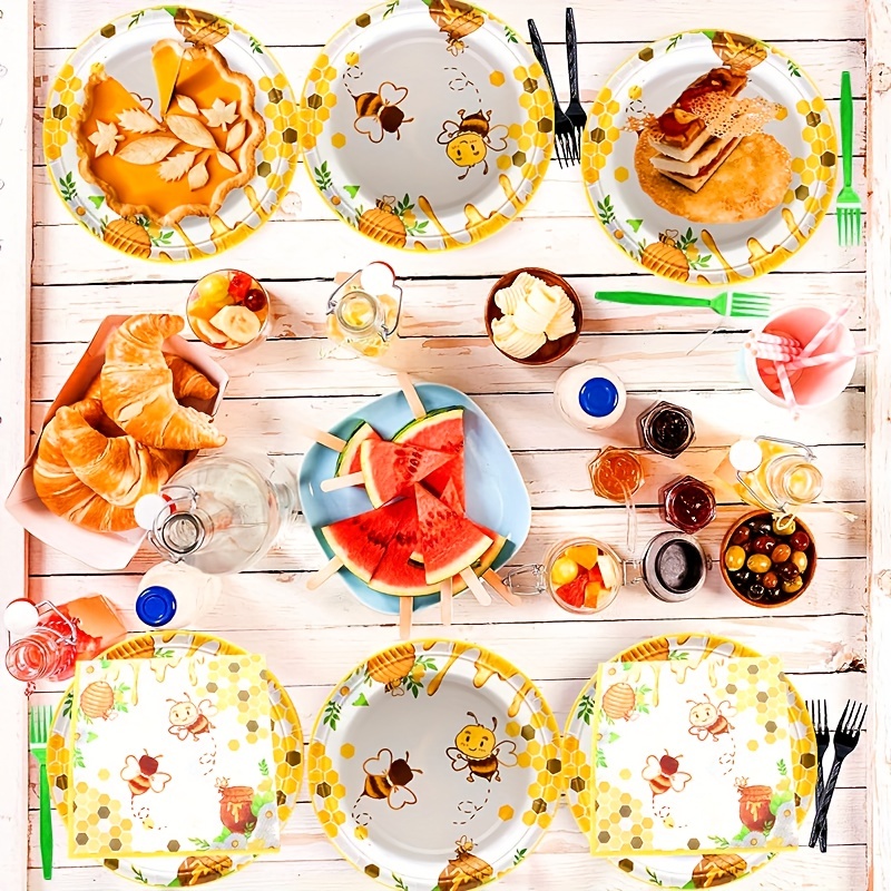 Bee Party Plates and Napkins - Happy Bee Day Party Supplies for