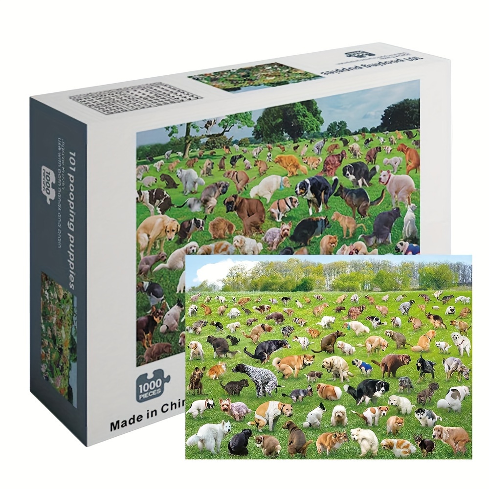 The Original 1000 Piece Puzzle, 101 Pooping Puppies, Dogs Pooping Puzzle,  Perfect White Elephant Gag Gift, Funny Puzzle for Adults