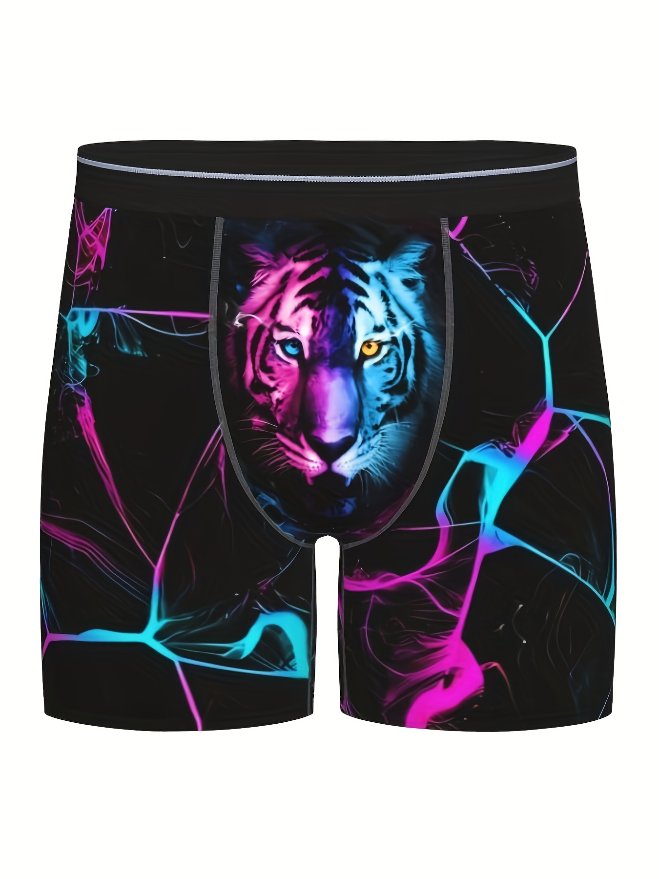 Mens Tiger Head Pattern Sexy Funny Animal Boxer Briefs Underwear