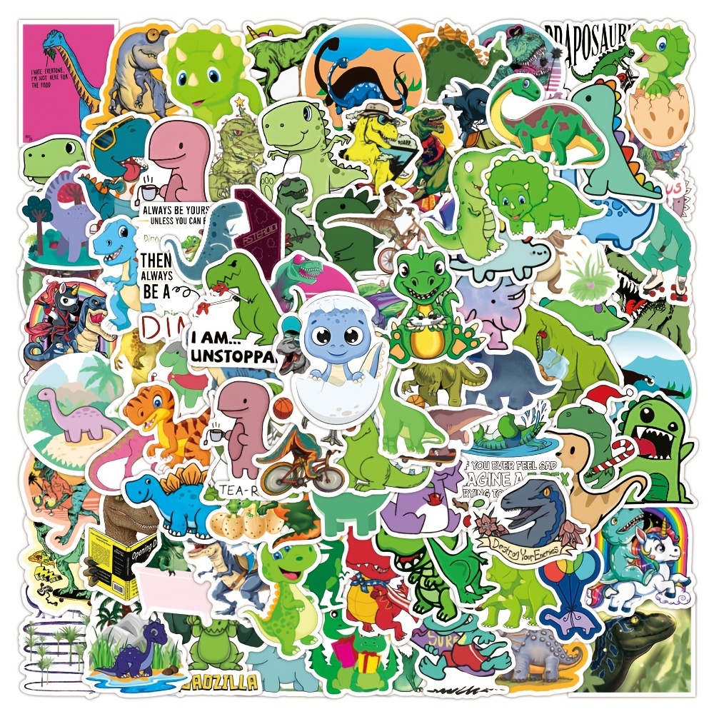 100PCS Dinosaur Stickers, Cute Waterproof Cartoon Stickers for Kids, for  Stationery, Luggage, Teaching Rewards