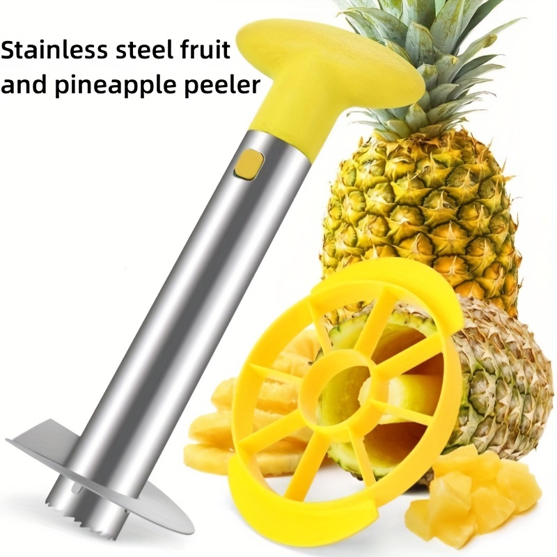 Coupe ananas en acier inoxydable avec un livre de recettes et une garantie d'un  an - Outil pour enlever les noyaux avec poignée détachable - éplucheur  ananas à fruits rapide et facile