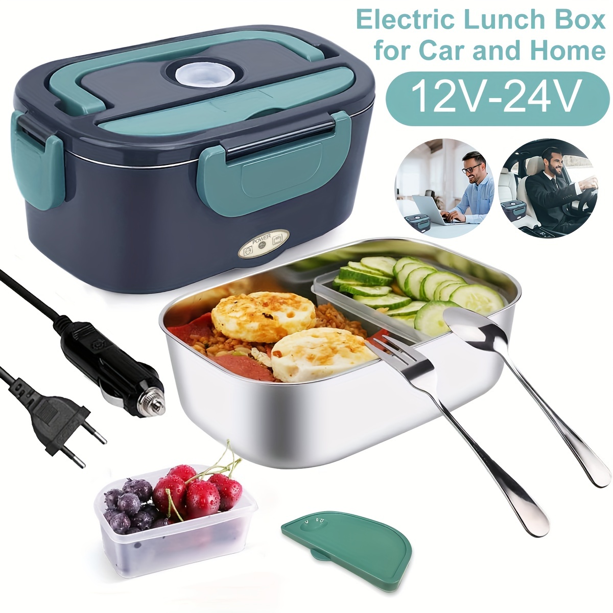 Electric Lunch 1.2L 304 Stainless Steel Portable Microwave Food