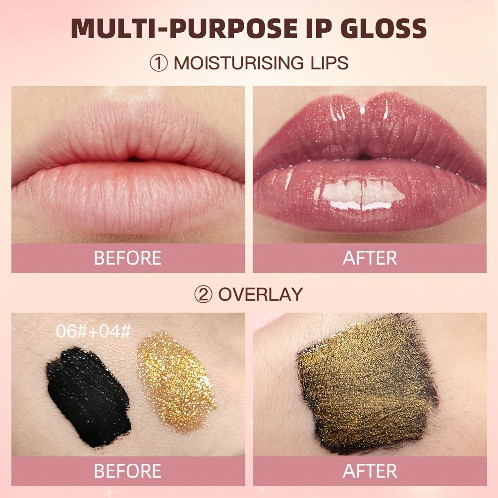 Sparkling Glitter Gel + Pearlescent Metallic Lip Gloss + - Temu