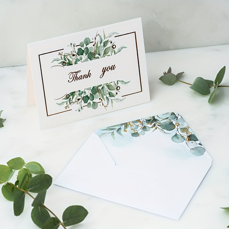 Lot de 20 cartes de remerciement de mariage en eucalyptus avec enveloppes,  paquet de 20 cartes