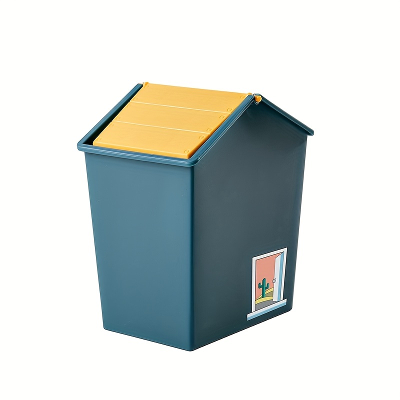 Mini Trash Can Plastic Desk Waste Bin With Lid Garbage Can - Temu