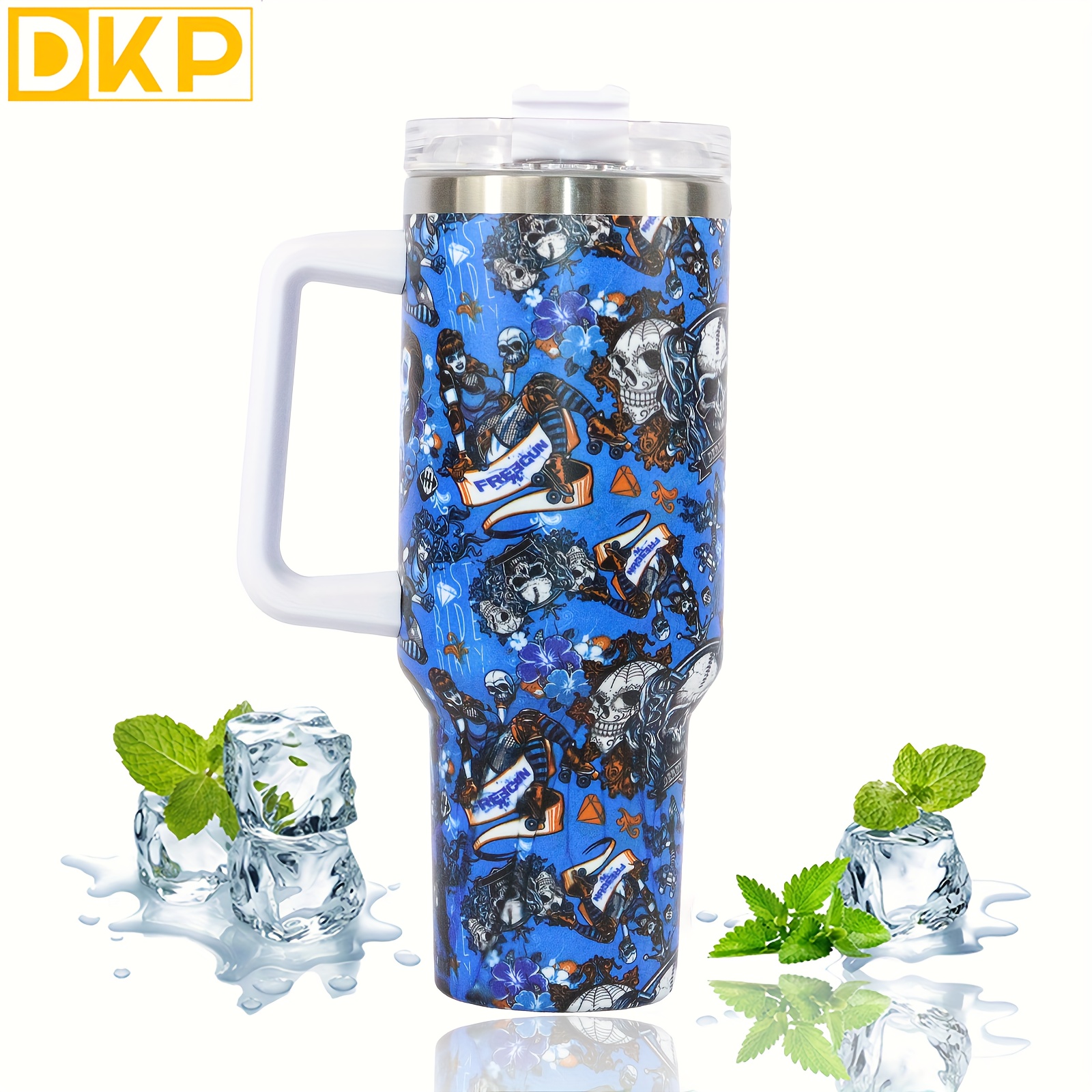 40oz Handle Car Cup with pipette stainless Steel insulated Cold beer cup  portable ice cup with handle; Insulated Reusable Leakproof Stainless Steel