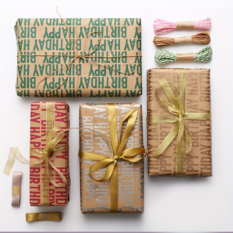 Christmas Gift Wrapping Paper With Hemp Rope And Stickers - Temu