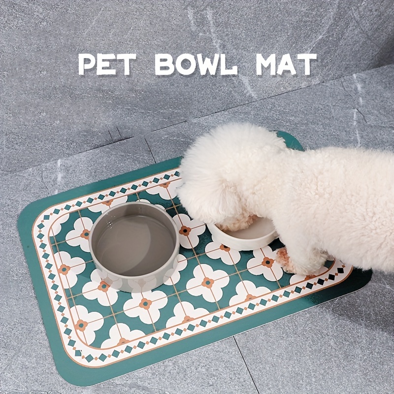 HOWWFALY Semi Enclosed Anti Spill Cat Dog Feeding Mat,Pet Mat for Food and  Water, PU Leather Waterproof & Oil Resistant Pet Bowl Placemat-Protect