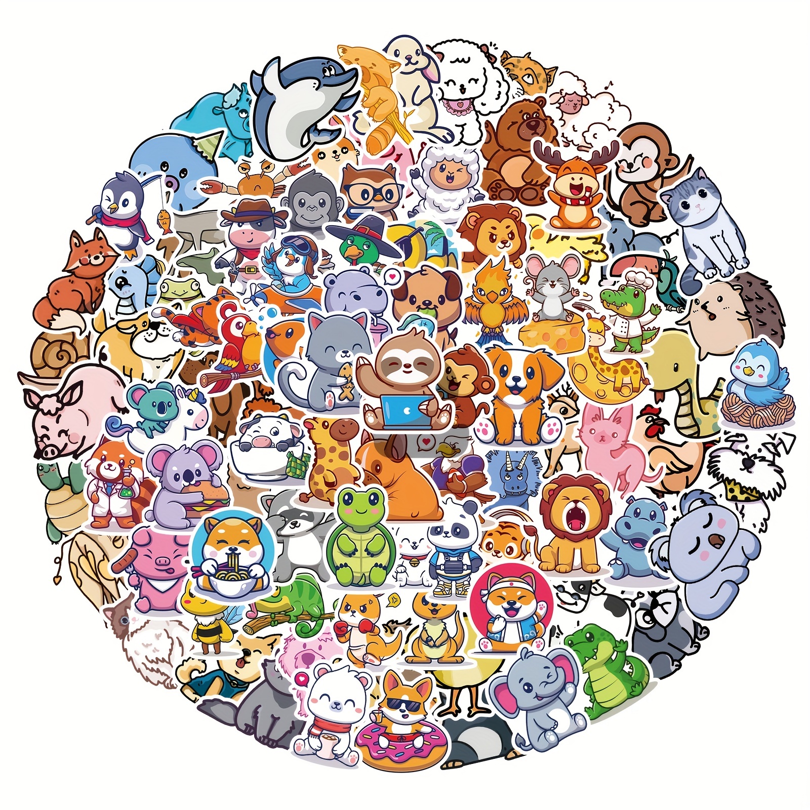 100pcs Cute Cartoon Animal Stickers 90 Days Buyer Protection - Temu