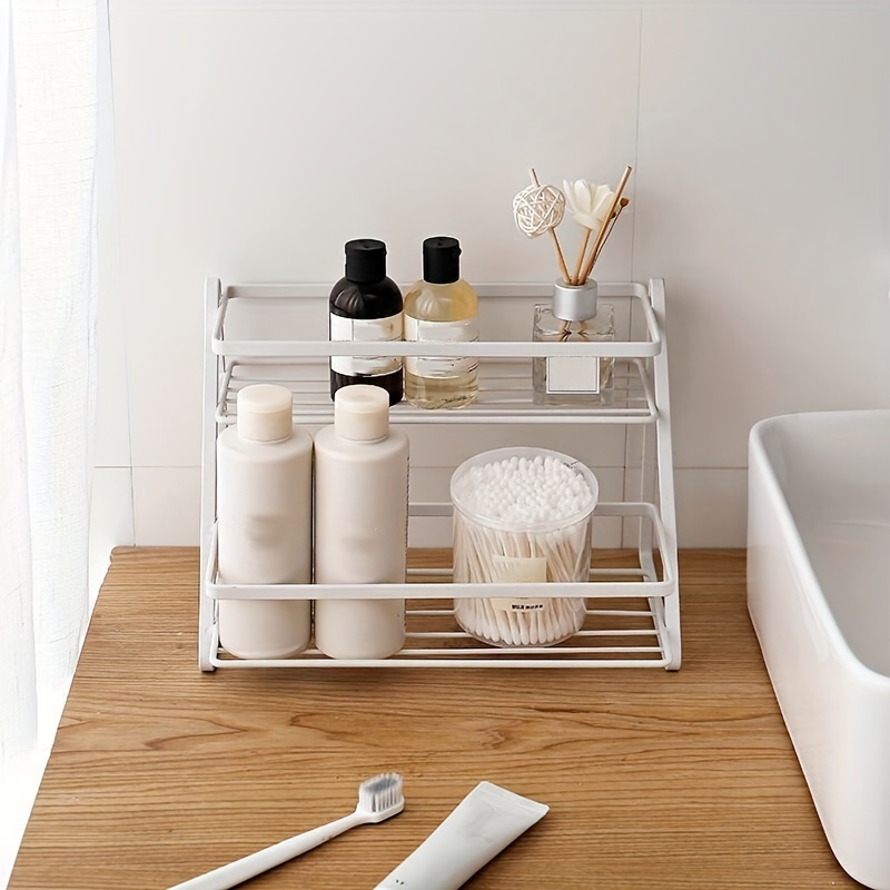 1pc Luxury 2-tier Bathroom Storage Rack, Countertop Cosmetic