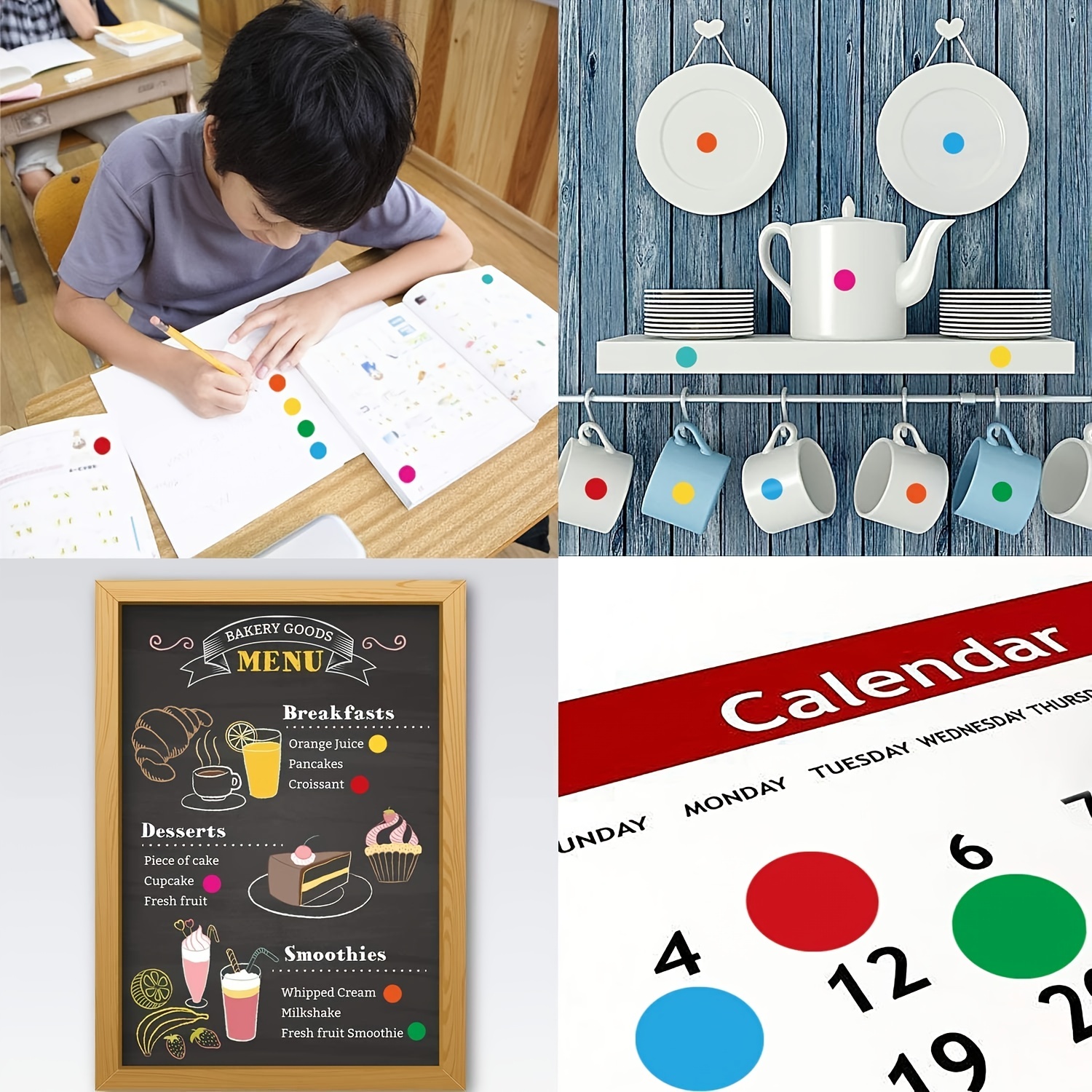  3500 Pieces Dot Stickers, 3/4 inch Color Coding Labels, 10  Color Circle Price Stickers for Office Classroom Student : Office Products