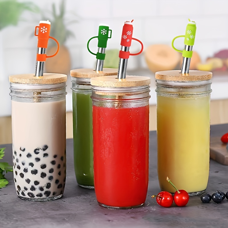 Tumbler Design Straw Tips Cover, Food Grade Silicone Straw Cover For 7mm-  Straws, Cute Reusable Drinking Straw Lids, Dust-proof Straw Plugs, Summer  Winter Drinkware Accessories, Kitchen Accessories - Temu