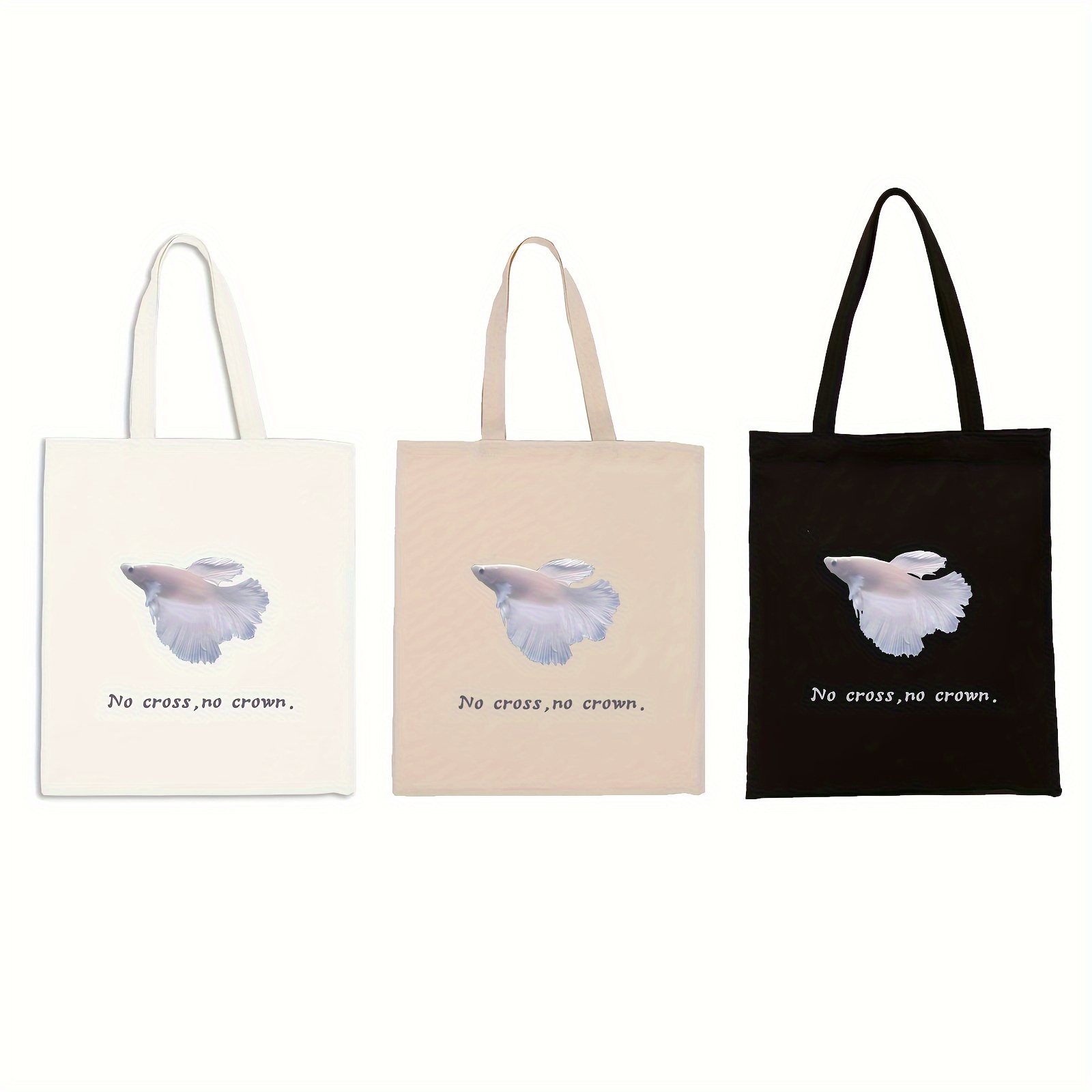 Men's Customized White Ornamental Fish Canvas Bag Capable - Temu