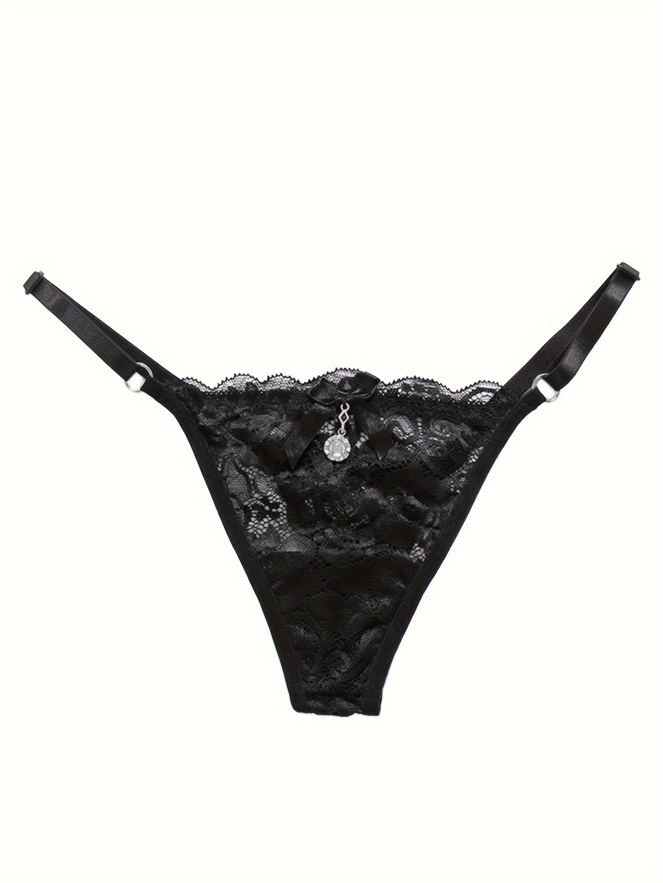 ClodeEU Sexy Women Lace Flowers Low Waist Underwear Panties G-String  Lingerie Thongs (Black XL)