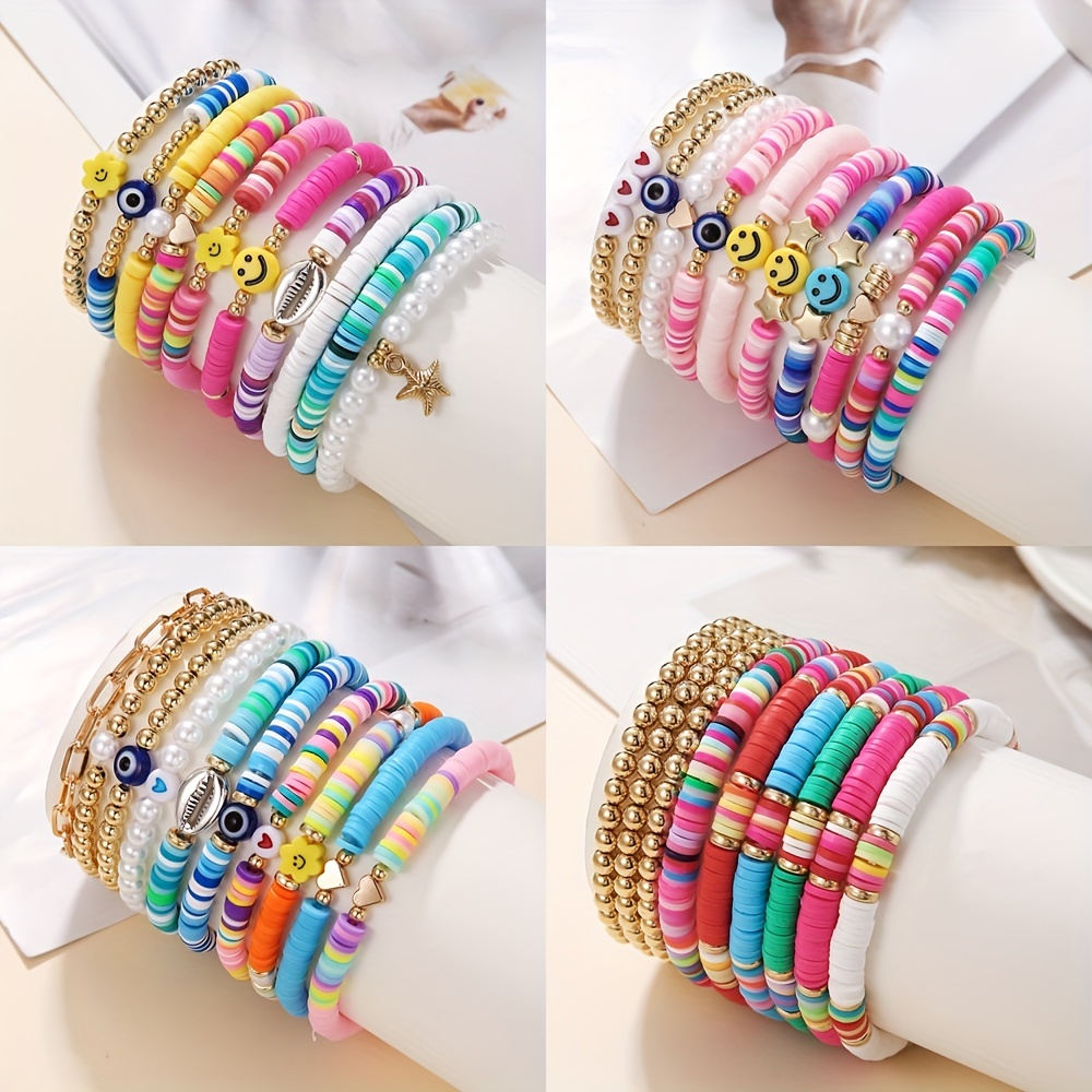 Summer Heishi Beads & Crystal Bracelet