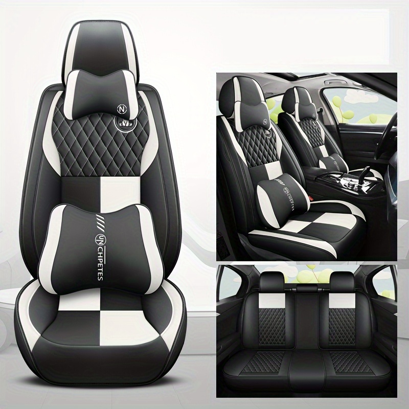 Black and white car seat covers best sale