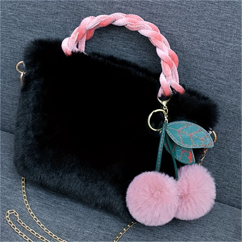 Cherry Decor Fluffy Bucket Bag