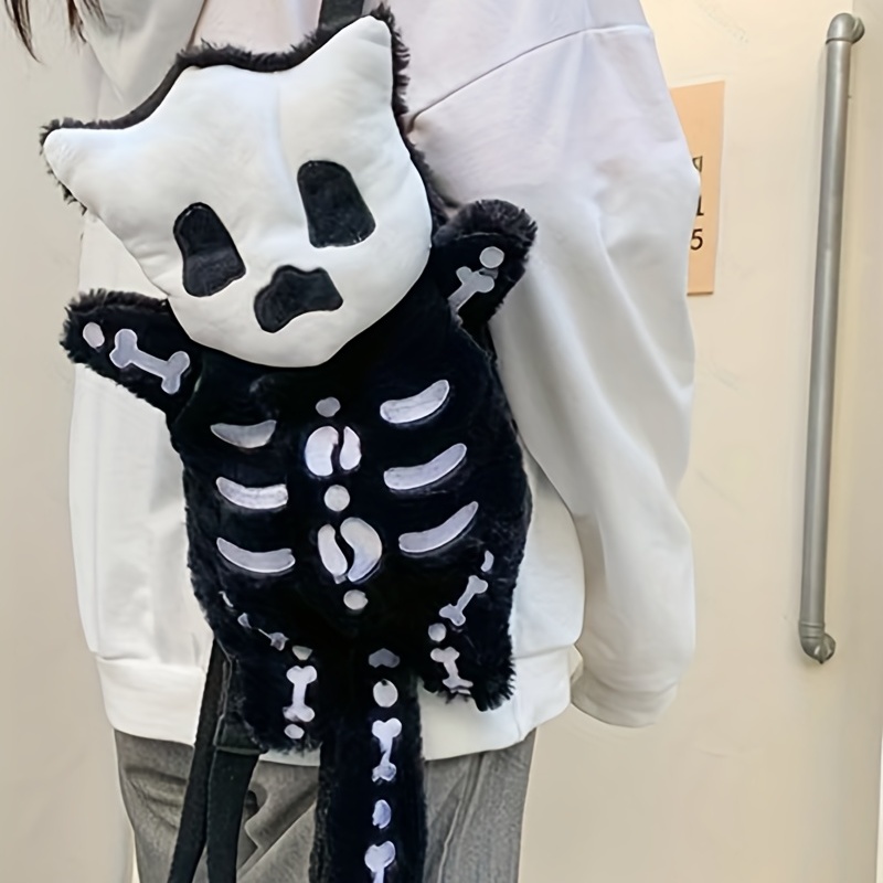 Funny Plush Skeleton Shaped Backpack and Little Devil Coin Purse Set