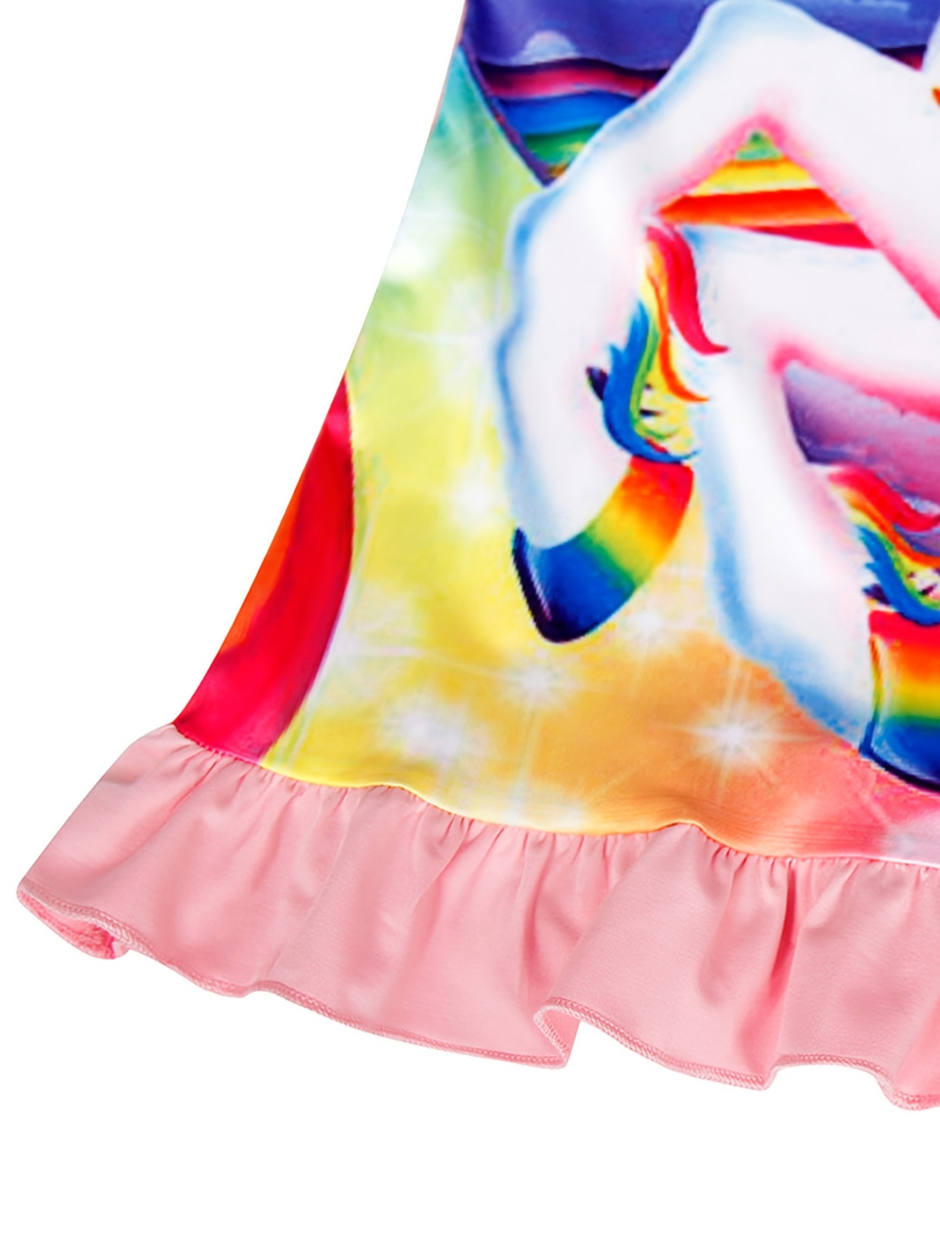 girls unicorn print nightdress kids short sleeve ruffle hem nightgowns sleepwear pajama dresses kids summer clothes   2