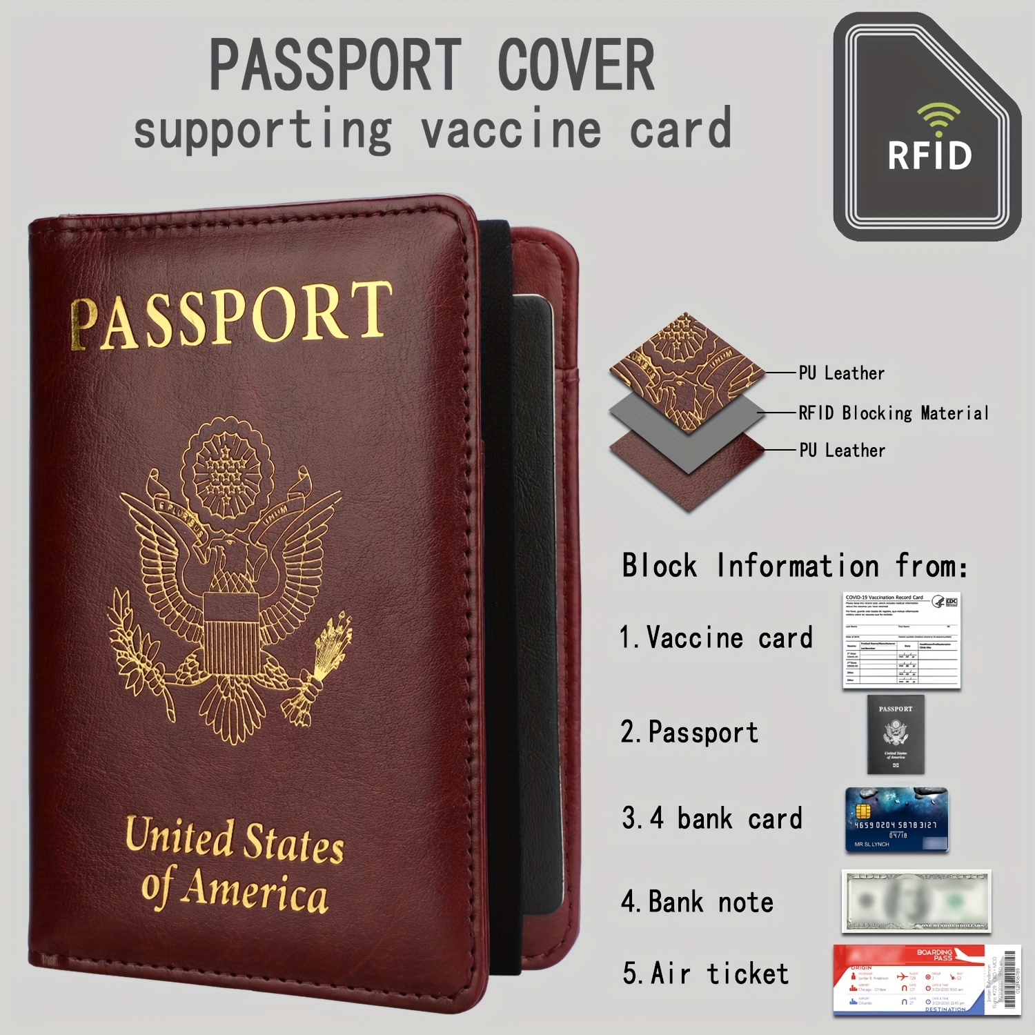 Passport And Vaccine Card Holder Combo Passport Holder Case With