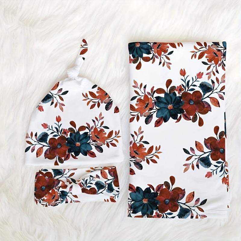 3 Piece Newborn Swaddle Cap Headband Set Anti Shock Elastic Wrap