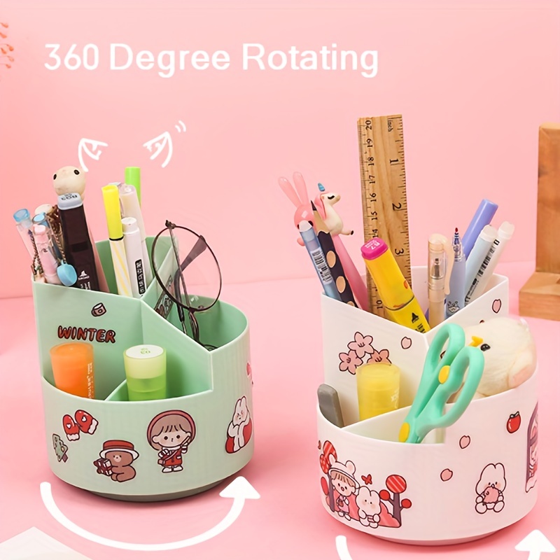 360° Rotating Pen Holder: Large Capacity Pencil Storage Box - Temu