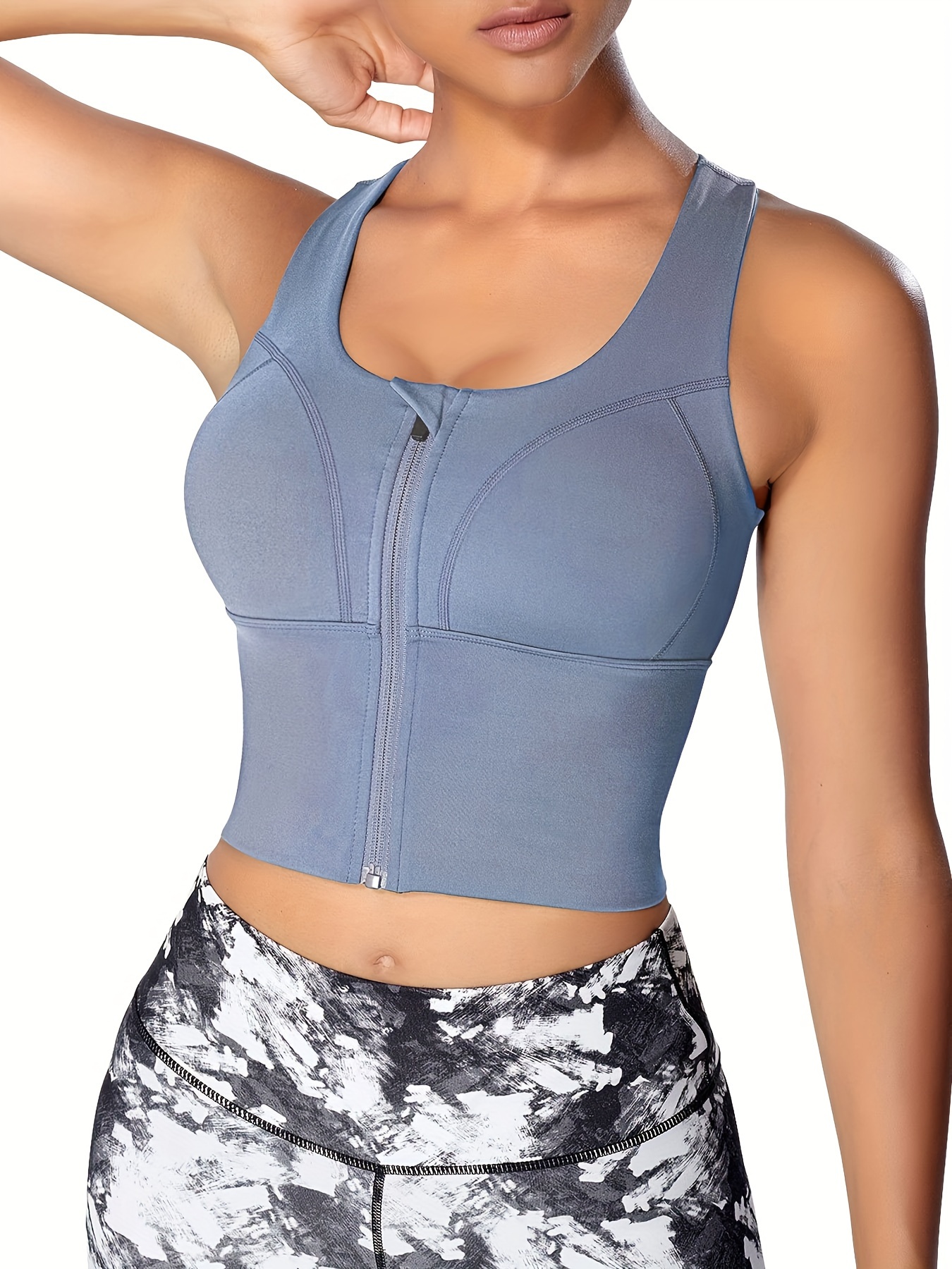 Sports Bras Zip Front Fitness Gym Yoga Workout Crop Tops - Temu