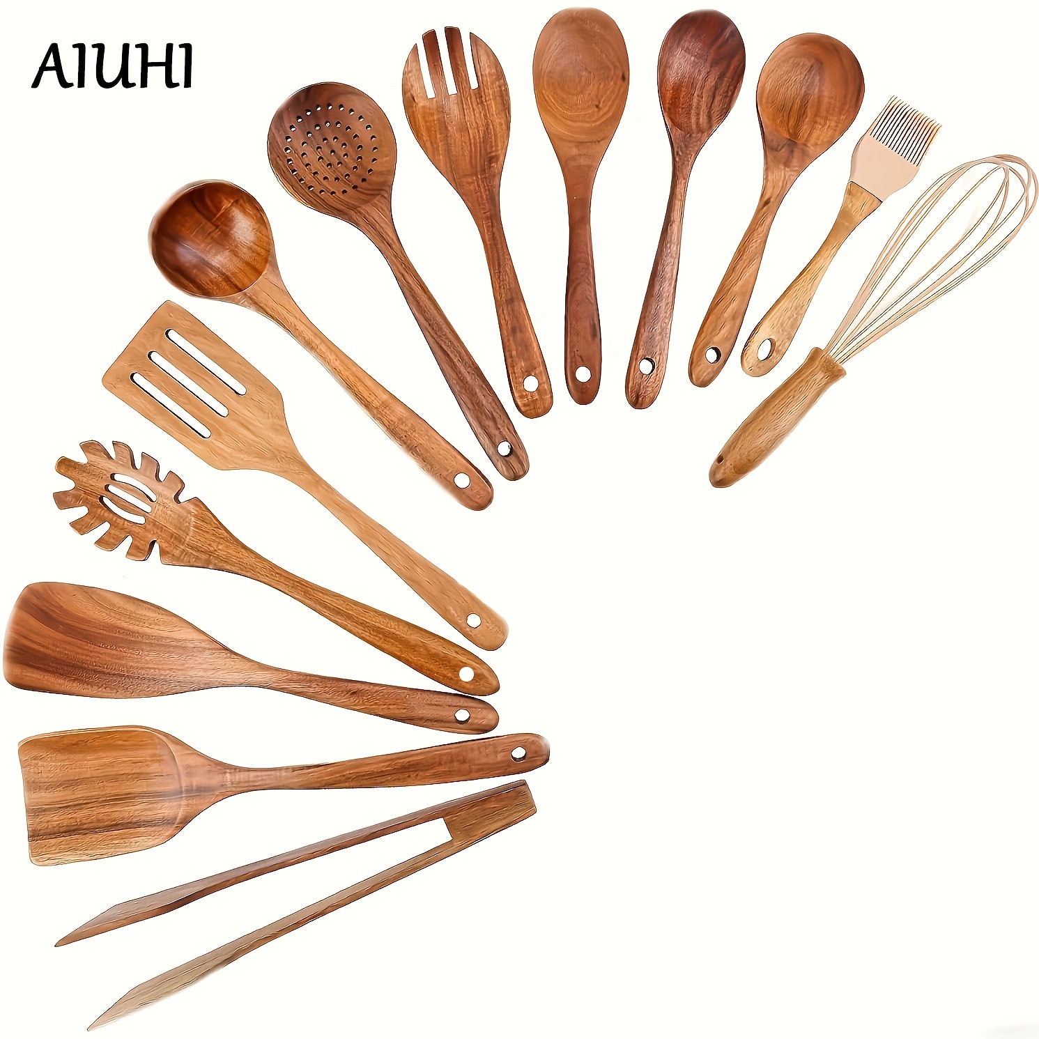13pcs Wooden Kitchen Utensils Teak Wood Kitchen Wooden Spoons For Cooking  Spatula Set With Wooden Spoon Rest Tong Whisk Home  Kitchen Temu Japan