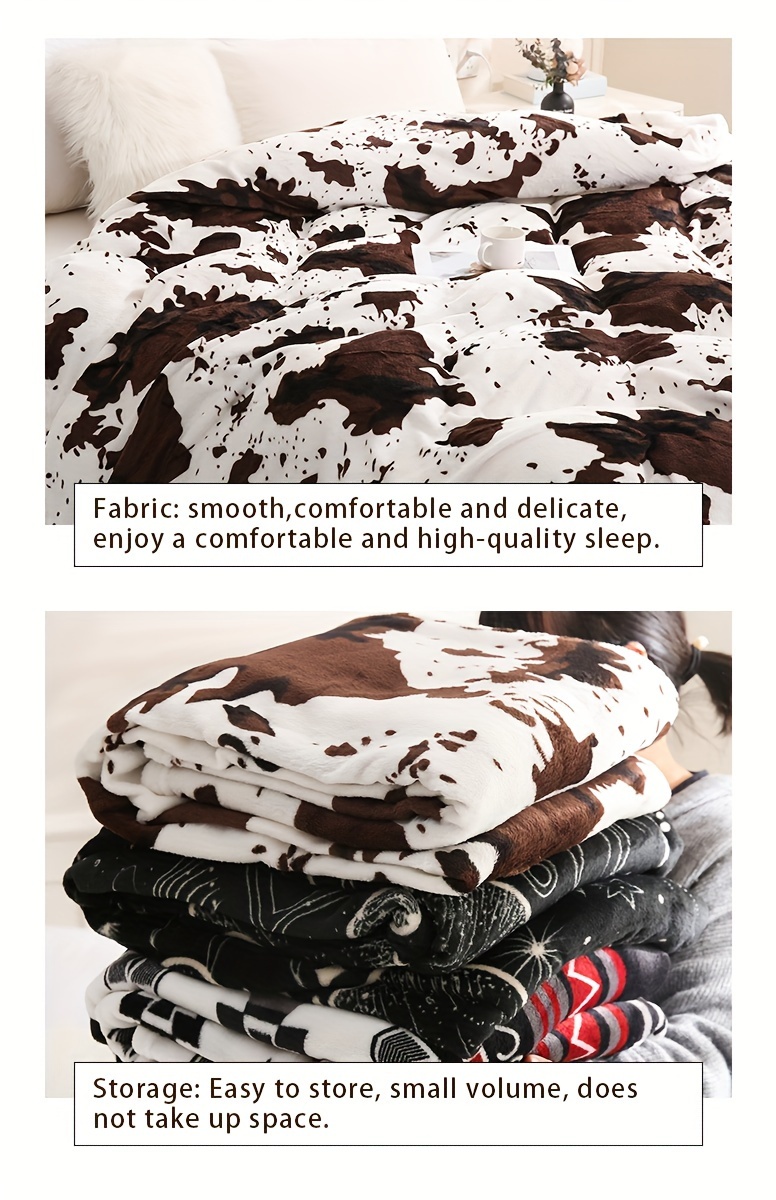 1pc   200g cow pattern blanket blanket details 4