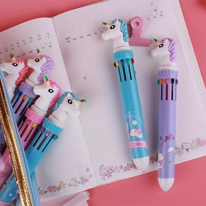 Zoecor 10Colors Kawaii Ballpoint Pen Multi Color Cute Gel Pens Unicorn  Shool Student Kids Business Office Stationery Supplies
