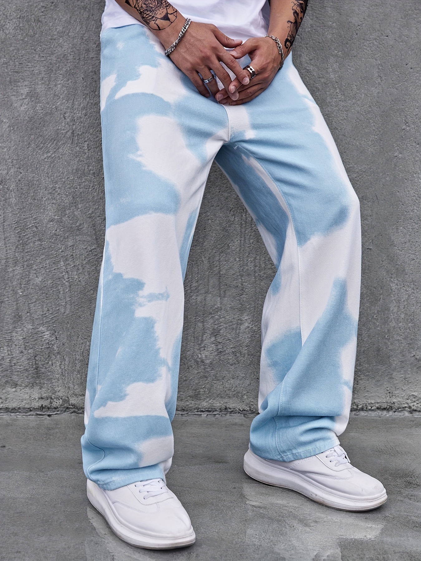 Jaded London Jaded Cloud Print Skate Jeans in Blue for Men