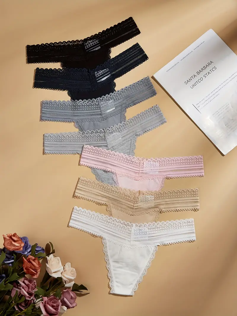 Lace Stitching Panties Sexy Low Waist Intimates Panties - Temu