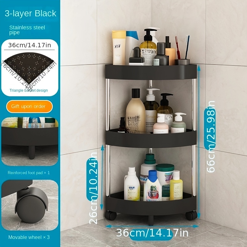 Bueautybox 3 Layer Square Triangular Corner Bathroom Storage Rack Toiletry  Holder Organizer