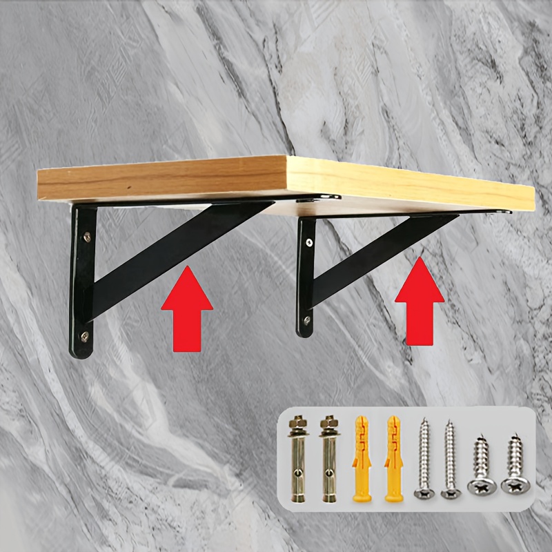 4 soportes de estante resistentes, soportes de soporte para estantes,  soportes de ángulo triangular de 90° para estantes, soportes flotantes en  L