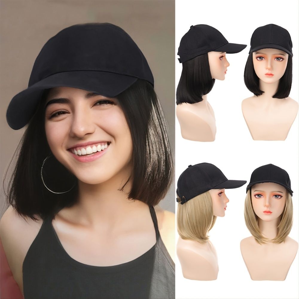 Hat With Hair Attached For Women Baseball Hat Wig Short Bob Hairstyle  Synthesis Adjustable Hat Heat Resistant Natural Hair - Beauty & Personal  Care - Temu