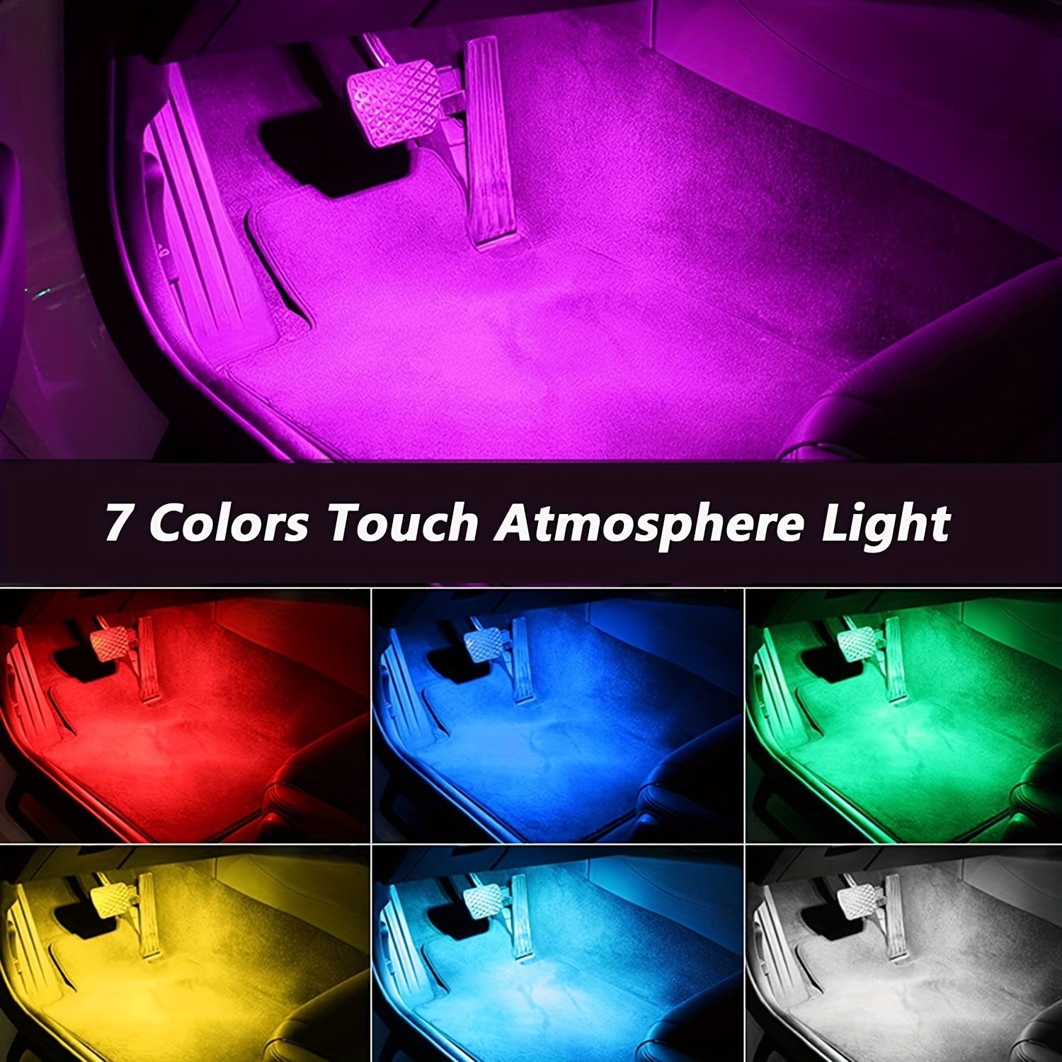 2 piezas de luces LED del coche interior, 7 colores led interior