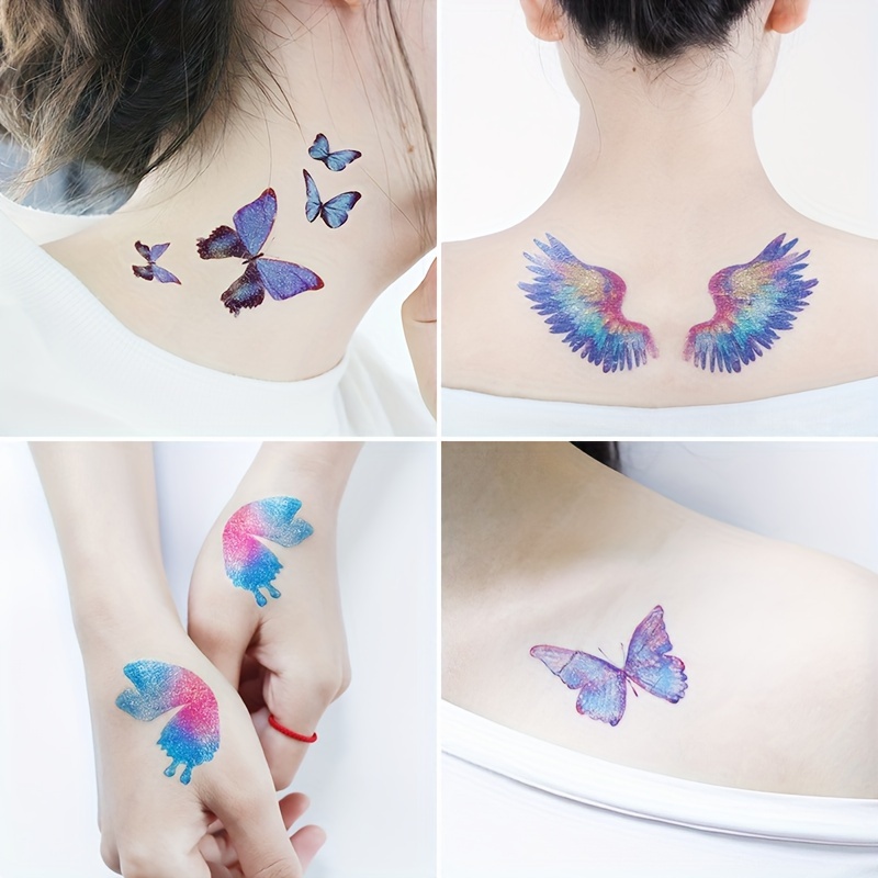 12 Fogli Tatuaggi Temporanei Viso Farfalle Scintillanti E - Temu Italy