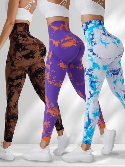 Women's Scrunch Butt Lifting Leggings Seamless Tie Dye - Temu