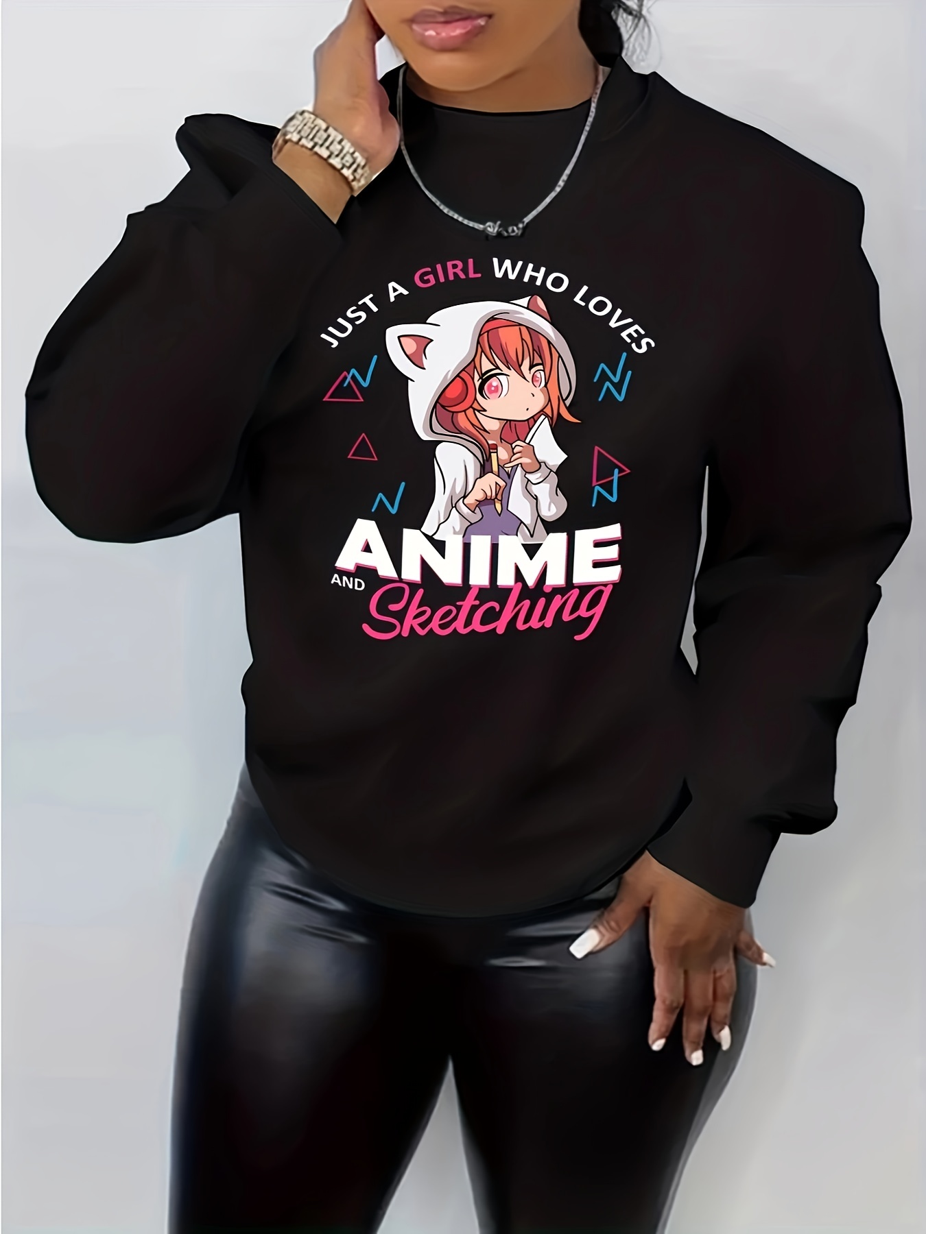 Sudadera Estampado Anime Sudadera Casual Manga Larga Cuello - Temu