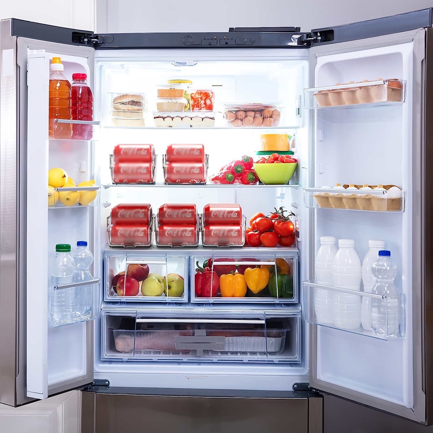 Organizador para refrigerador, dispensador de latas de plástico  transparente y estante para almacenamiento de alimentos enlatados, soporte  para latas de refrescos para nevera, cocina, encimeras, YONGSHENG  8390606331533