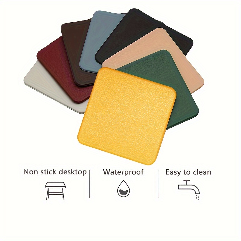 Coasters Faux Leather Square Coasters Waterproof Heat Stain Temu